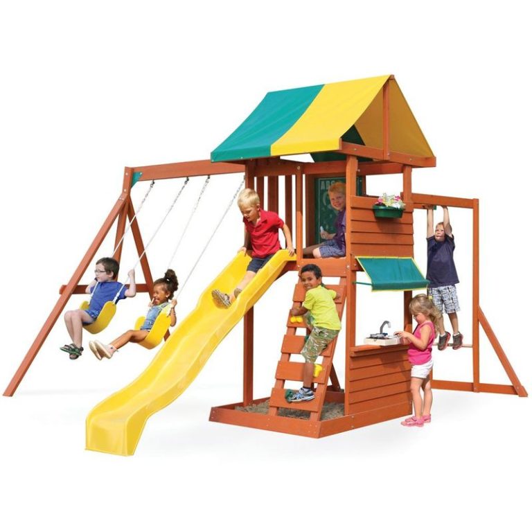 Climbing Frame with 2 Swings, Slide, Monkey Bars & Kitchen (Hazelwood